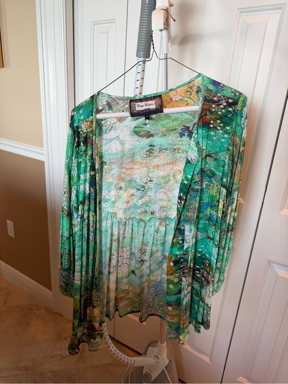 Johnny Was Green Multi-Print Open Tunic